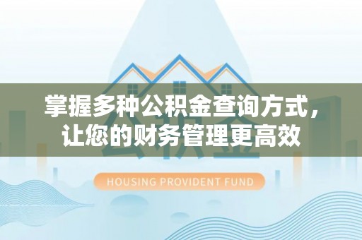 永嘉掌握多种公积金查询方式，让您的财务管理更高效