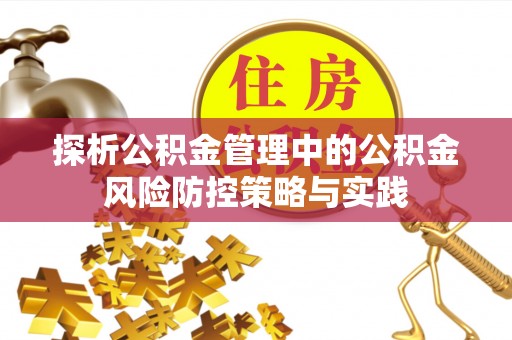 永嘉探析公积金管理中的公积金风险防控策略与实践